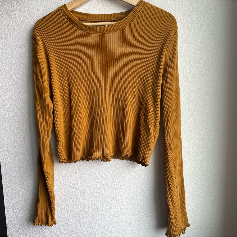 💛2/$10💛 Madewell yellow ribbed crop long sleeve